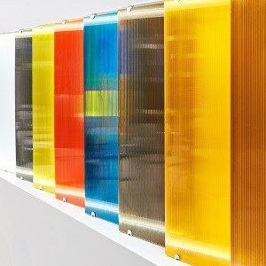vertical acrylic sheets of various colors