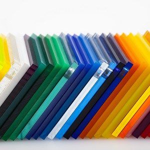 Multiple acrylic sheets of different colors
